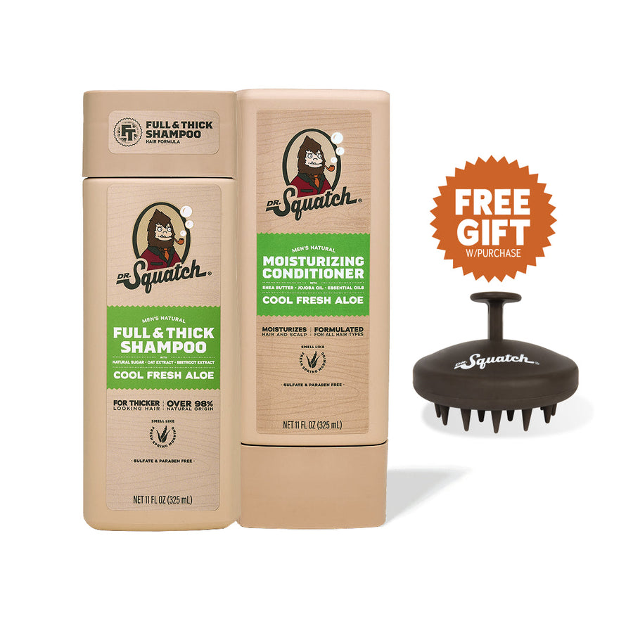 Dr. Squatch Hair Care Kit + Free Scalp Scrubber | Full & Thick Shampoo | Moisturizing Conditioner | Natural Products for Men - Daily Choice