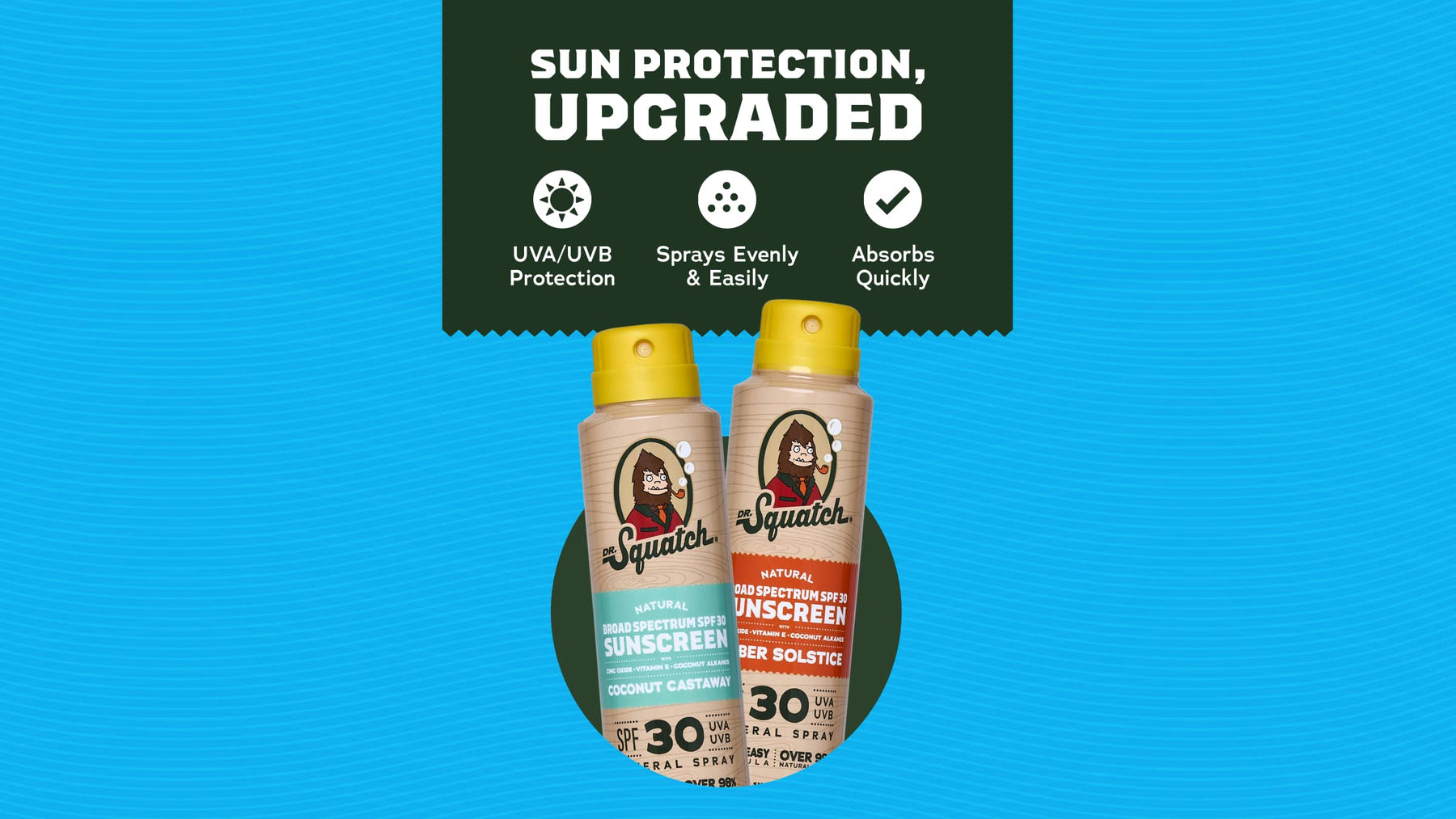 Dr. Squatch Spray Sunscreen 2-Pack | SPF 30 UVA/UVB Protection | Non-Greasy Mineral Sunscreen for Men - Outdoor Shield